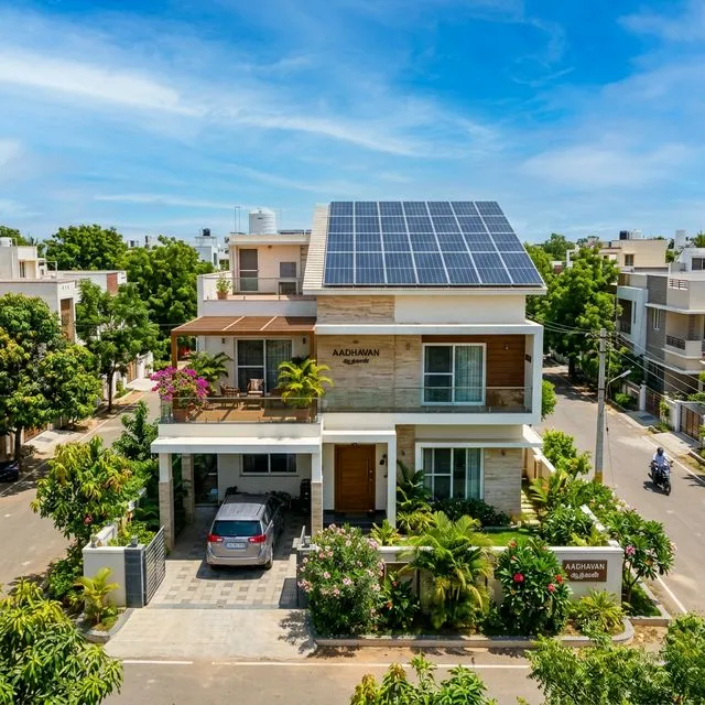 Suburban residential solar panel installation Manapparai